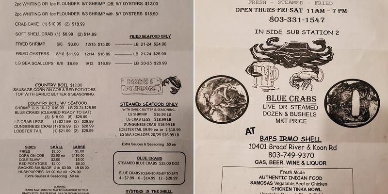 Seafood Express Menu