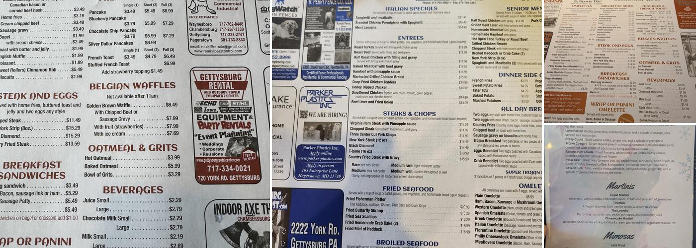 Trojan Diner and Sports Bar Menu