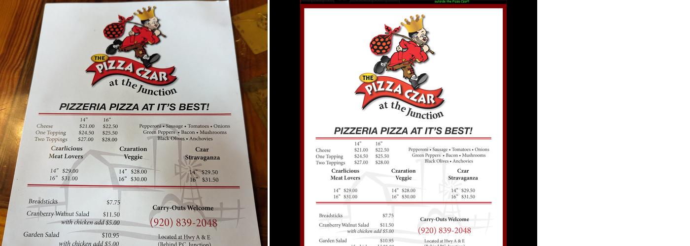 Pizza Czar - PC/DC Menu