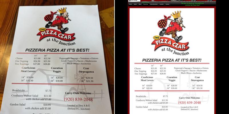 Pizza Czar - PC/DC Menu