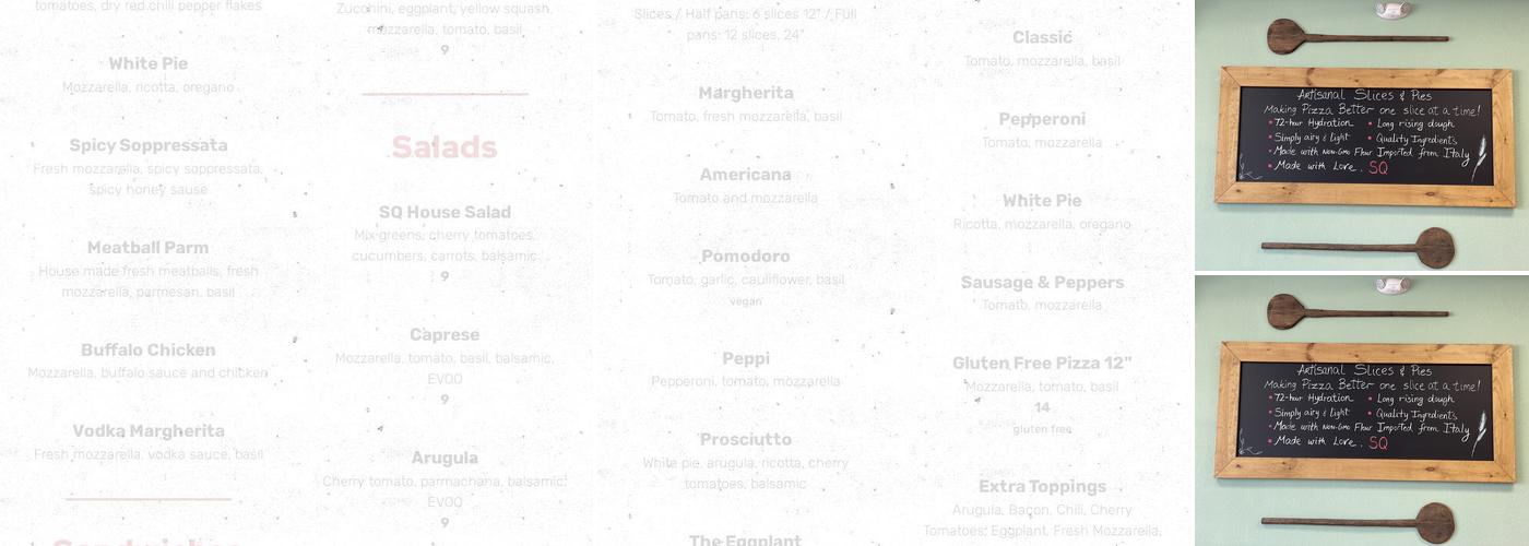 SQ Pizza Menu