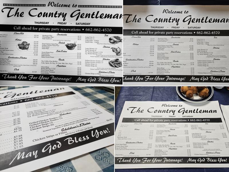 Country Gentleman Fish and Steak House Menu