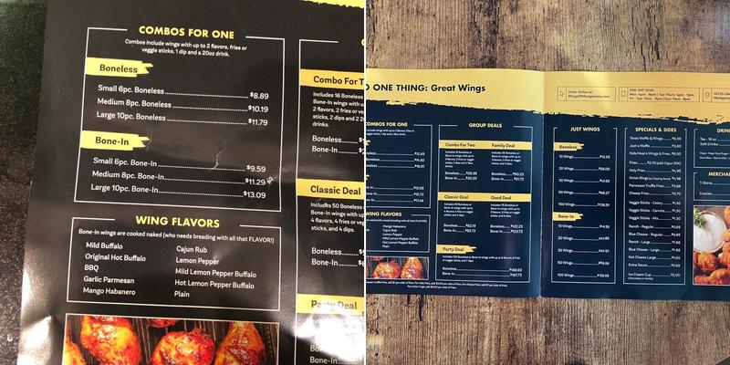 Wings Menu