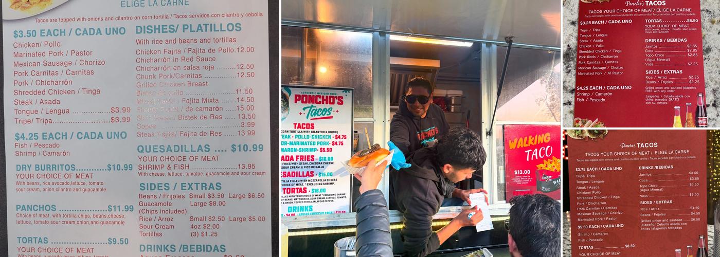 Poncho's Tacos Menu