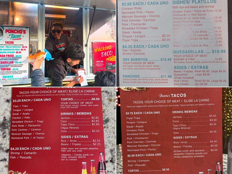 Poncho's Tacos Menu