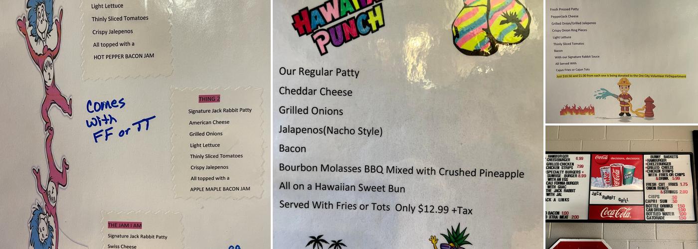 Jack Rabbit Grill Menu