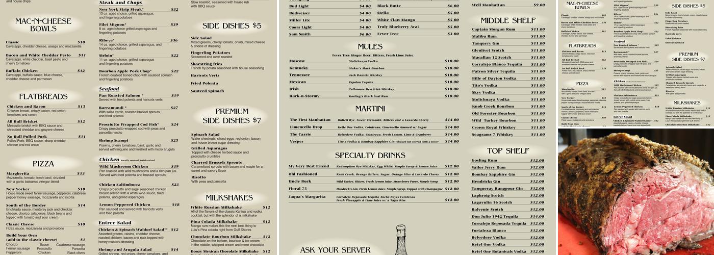 Jaqua's Menu