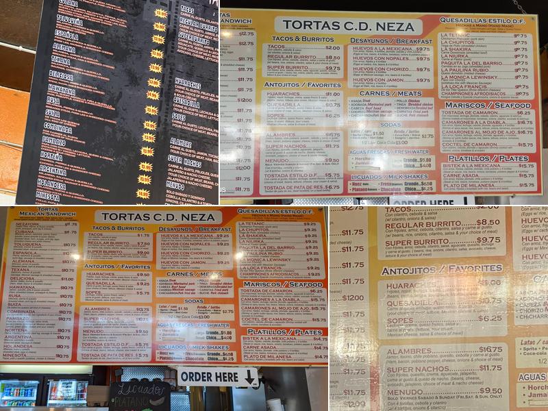 Tortas Chilangas CD NEZAHUALCÓYOTL Menu