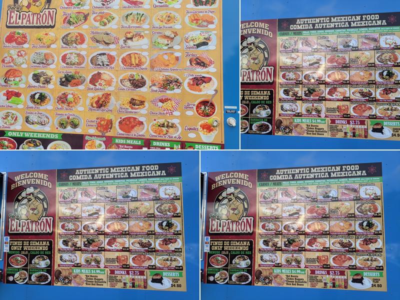 Tacos El Patron Menu