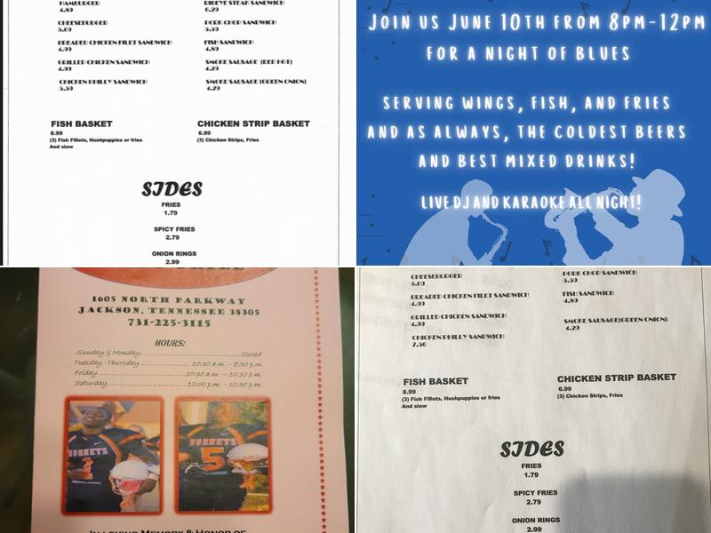 One Five Bar and Grill Menu