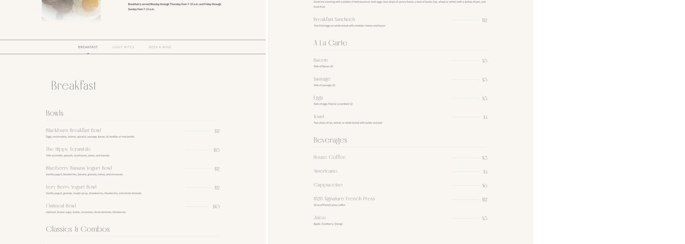 Second Draft Bar & Bistro Menu