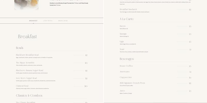Second Draft Bar & Bistro Menu