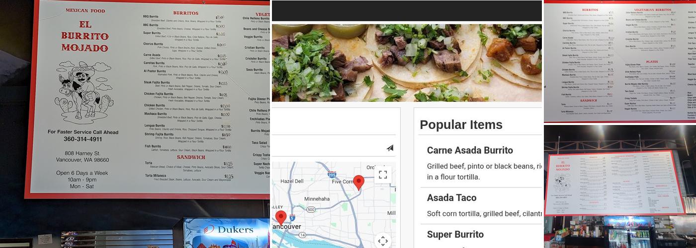El Burrito Mojado Menu