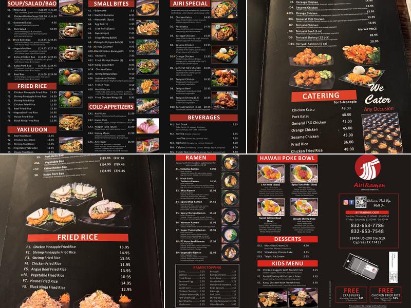 Airi Ramen Cypress Menu