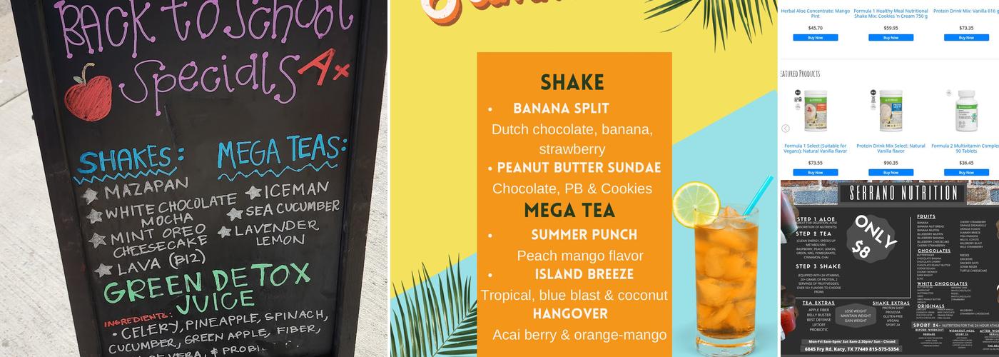 Serrano Nutrition Menu