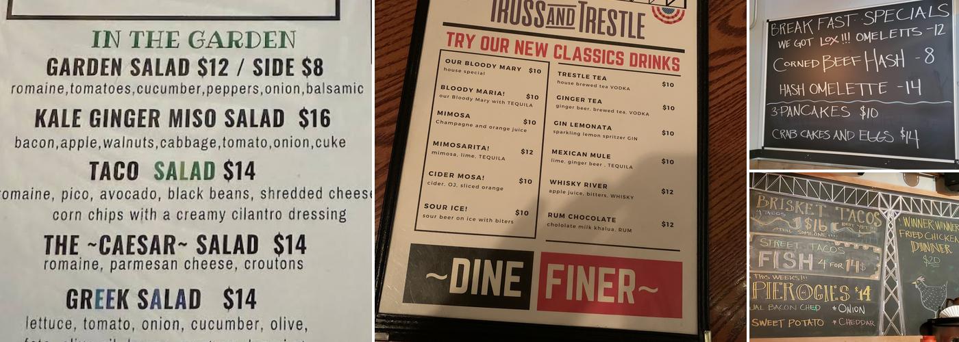 Truss and Trestle Menu