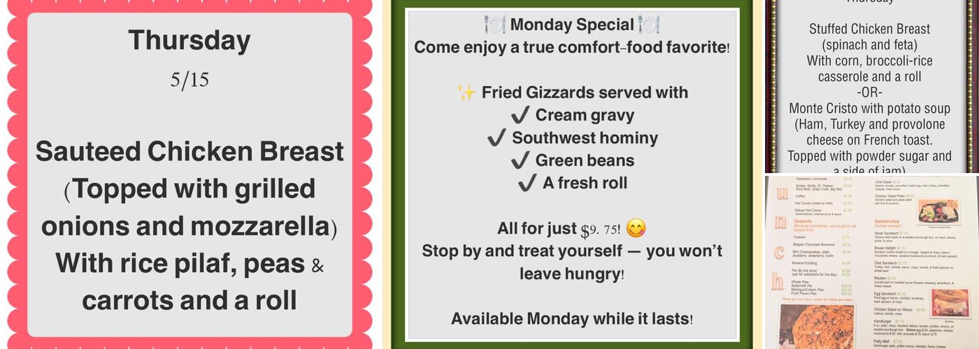 Deborah’s Kitchen Table Menu