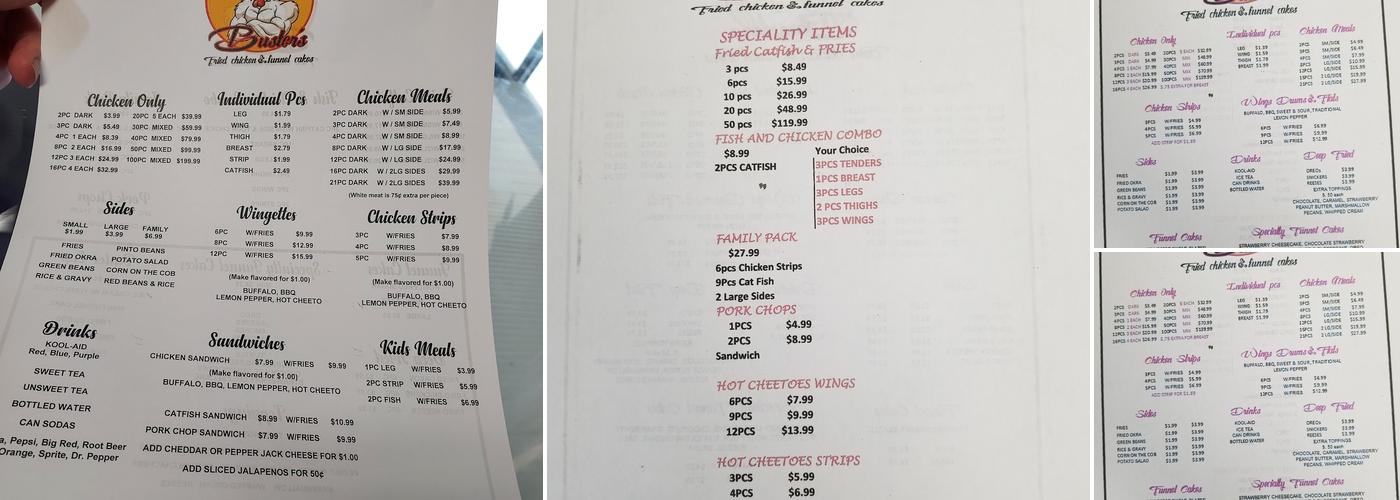 Buster’s Fried Chicken and Funnel Cakes Menu