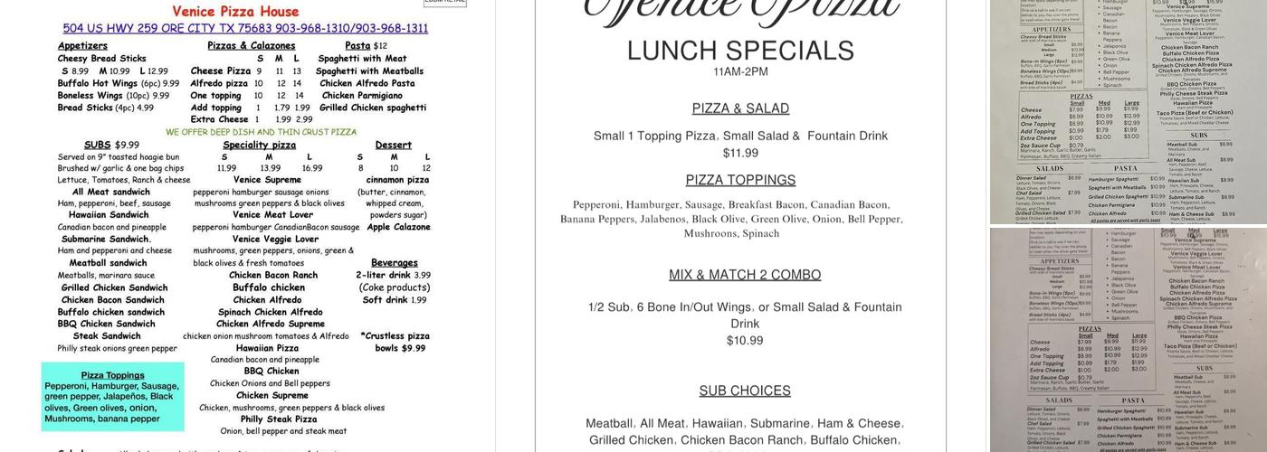 Venice Pizza Menu