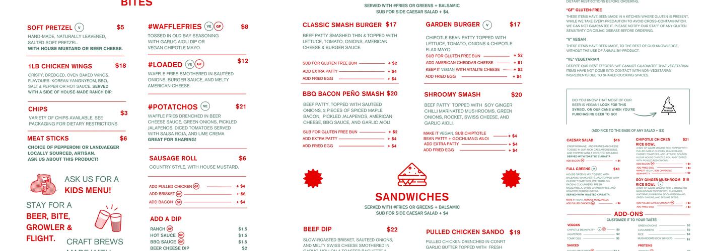 Mountainview Brewing Co. Menu