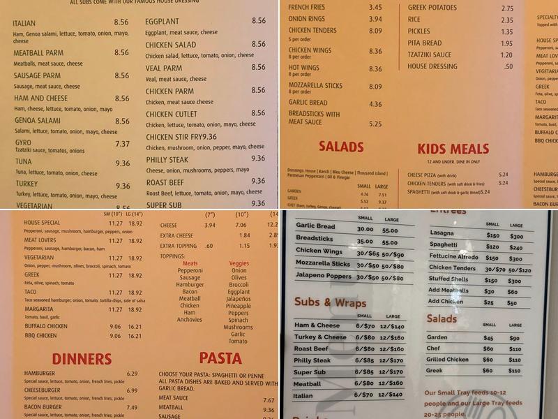 Yannis Pizza Restaurant Menu