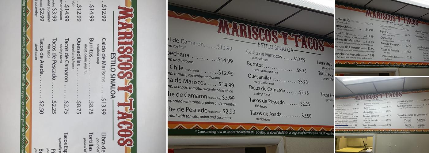 El Viejon Mariscos Y Tacos Menu