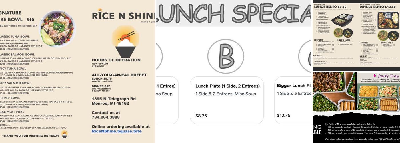 Rice N Shine Buffet Menu