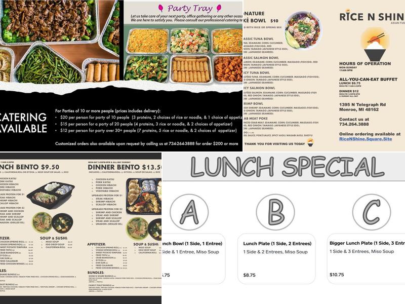 Rice N Shine Buffet Menu