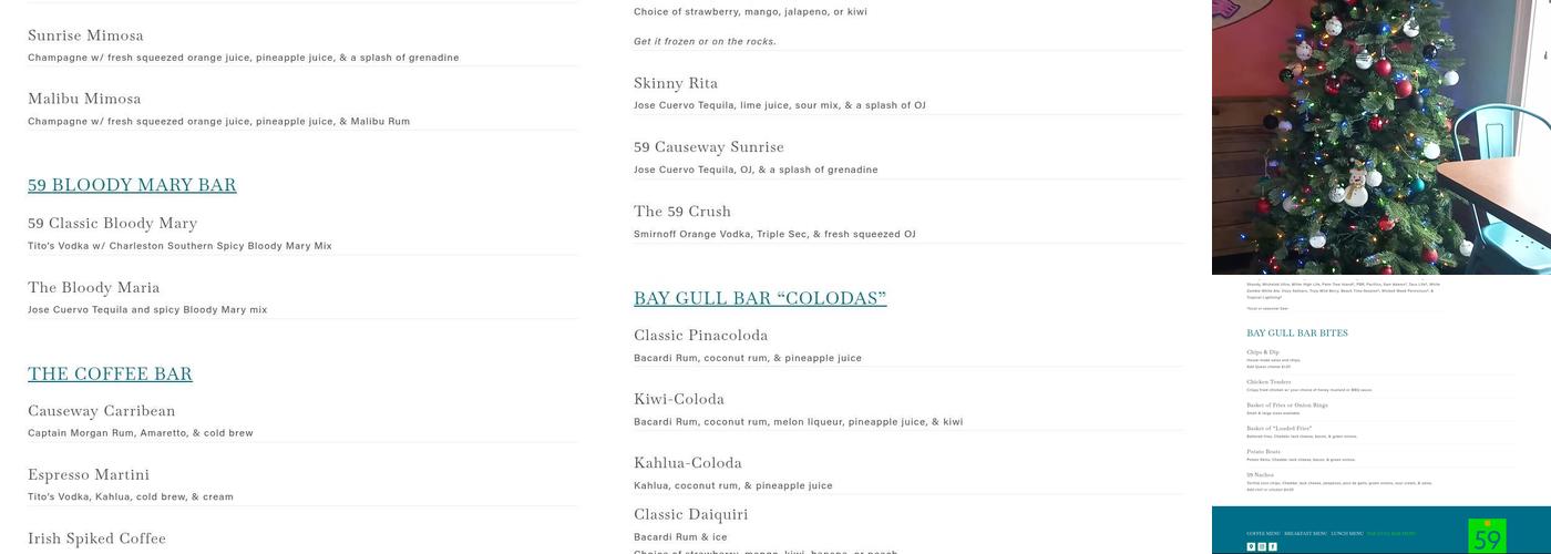 59 Causeway Drive Bagels and Coffee Menu