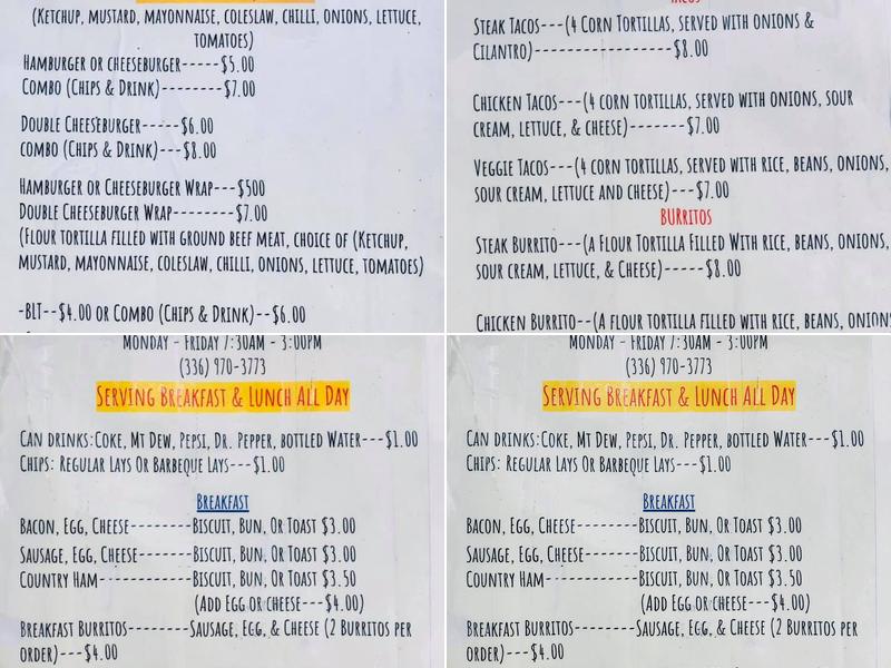 Lightning Express Menu