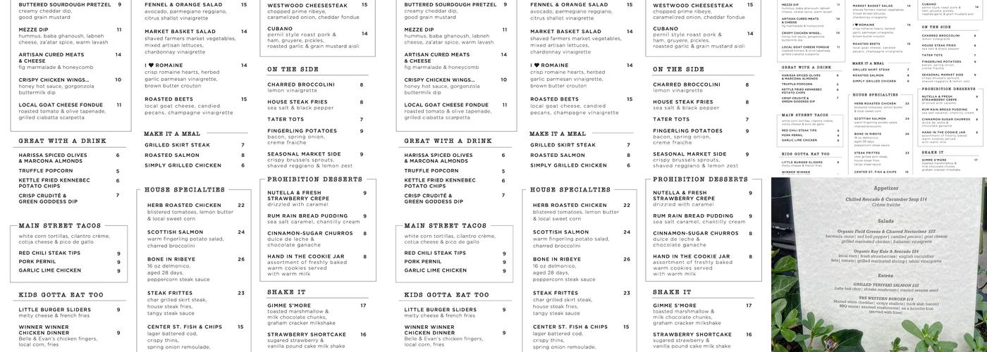 Prohibition Menu