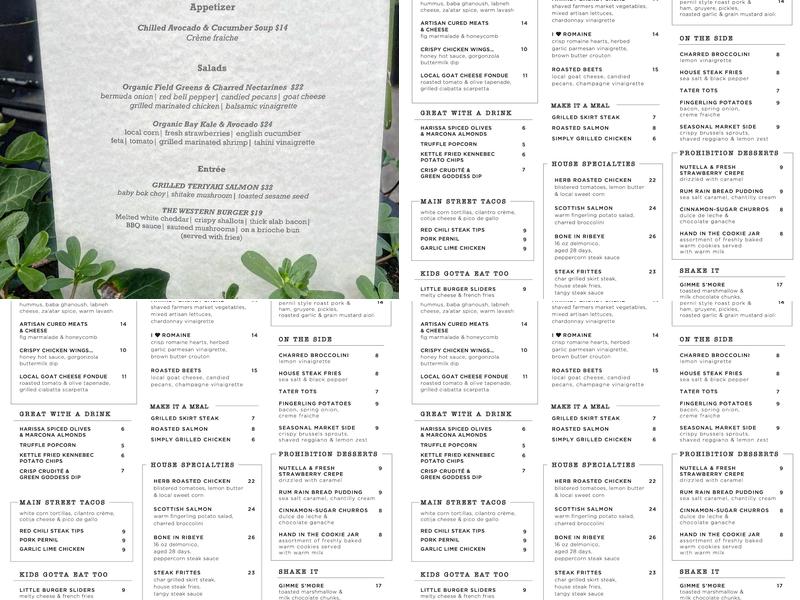 Prohibition Menu