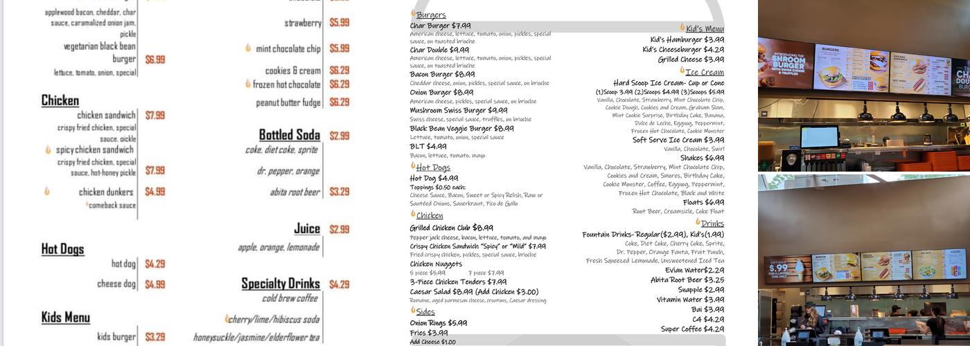Char Burger & Creamery Menu