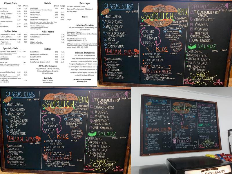 The Sandwich Shop Menu