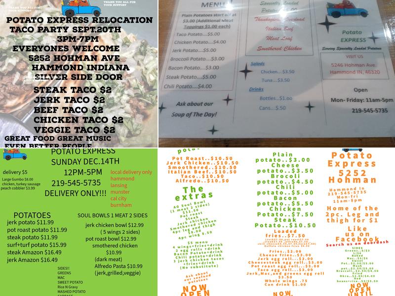 Potato Express Menu
