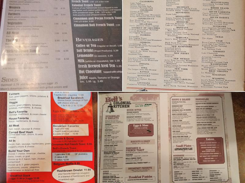 Bell's Colonial Kitchen Menu