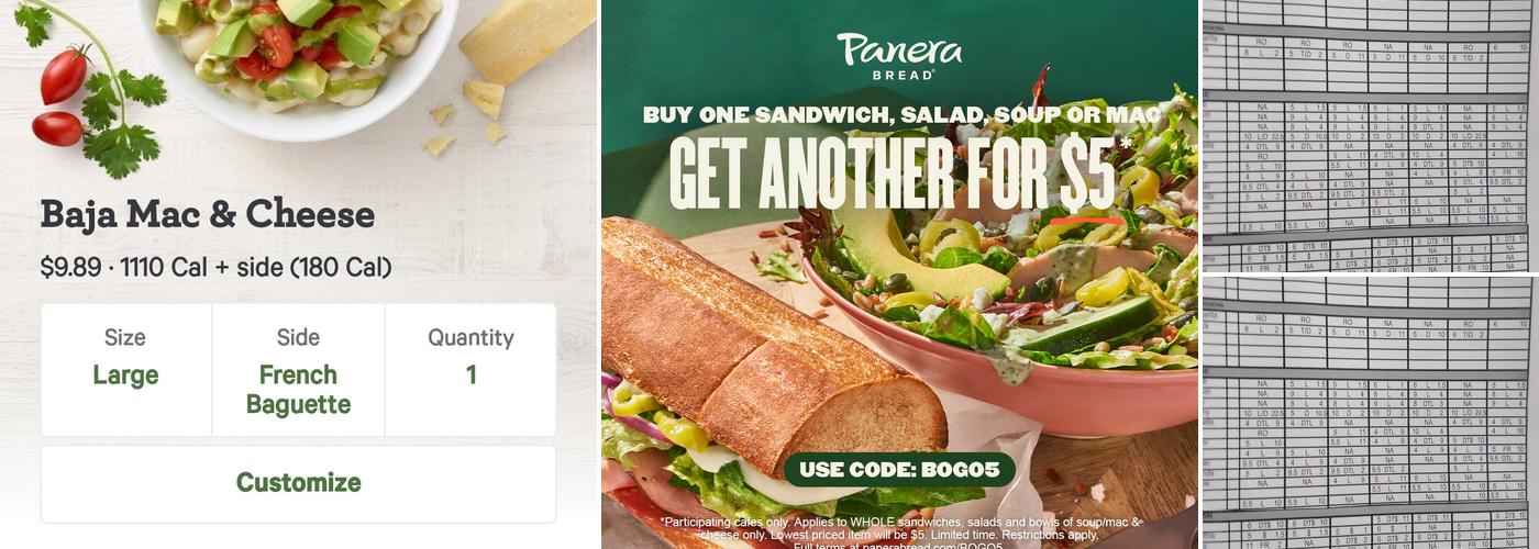 Panera Bread Menu