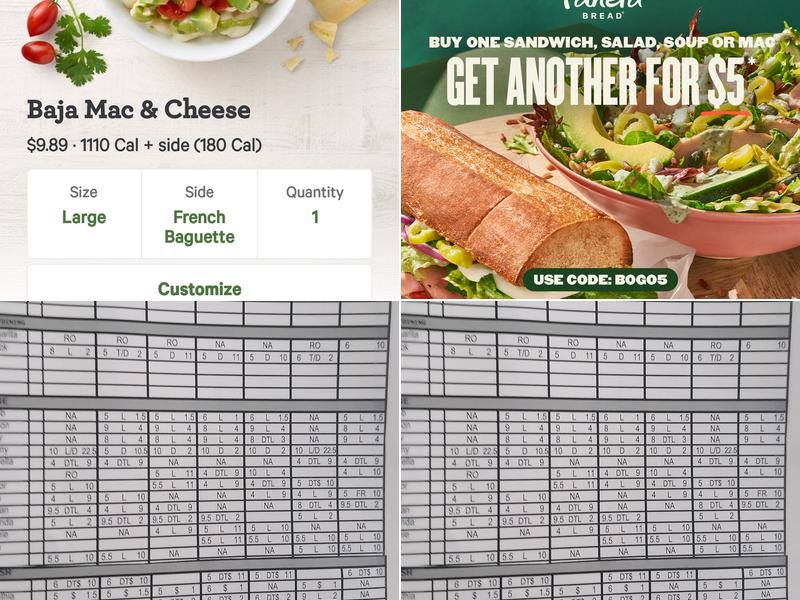 Panera Bread Menu