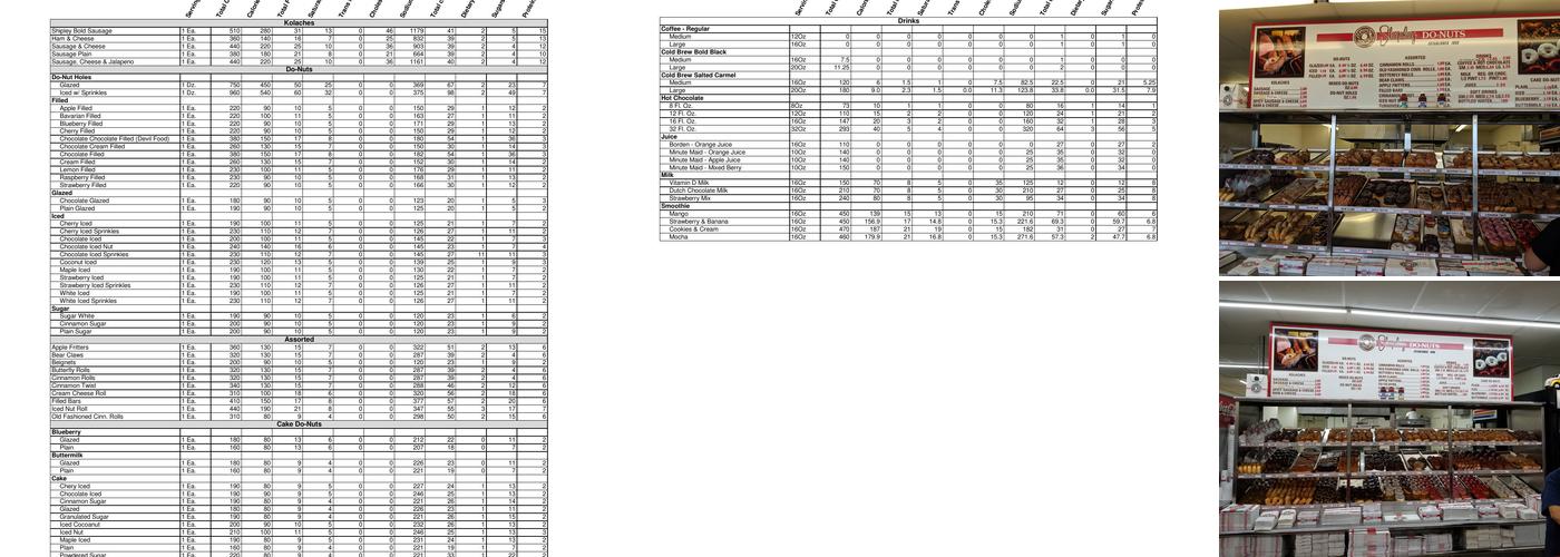 Shipley Do-Nuts Menu