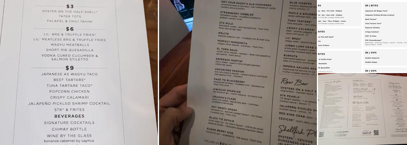 STK Steakhouse Menu
