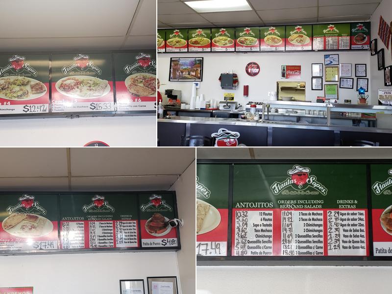 Flautas & Sopes Menu
