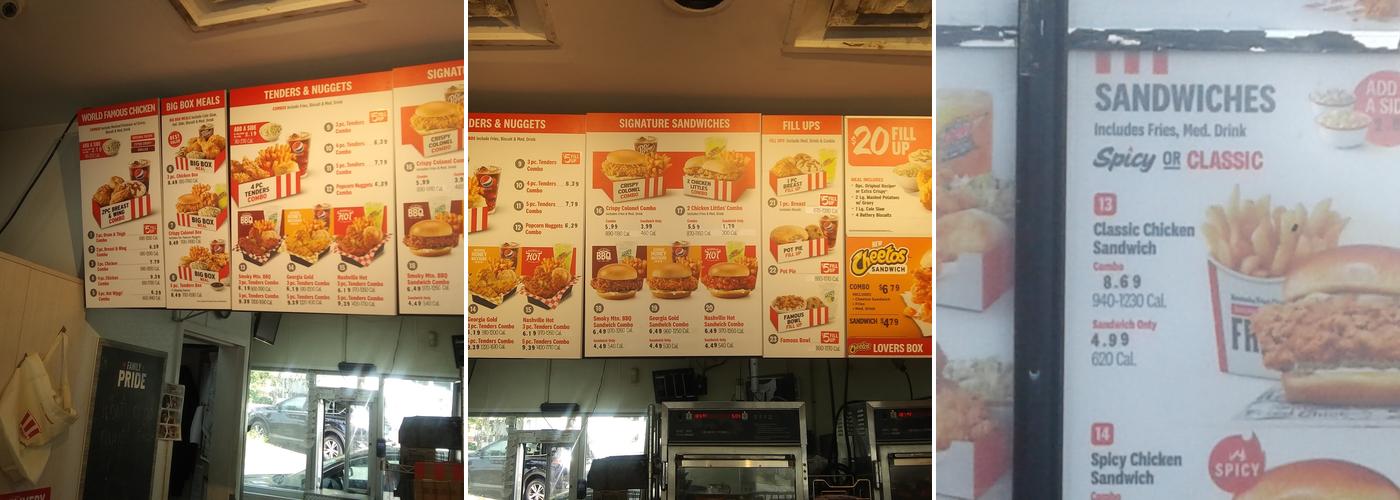 KFC Menu
