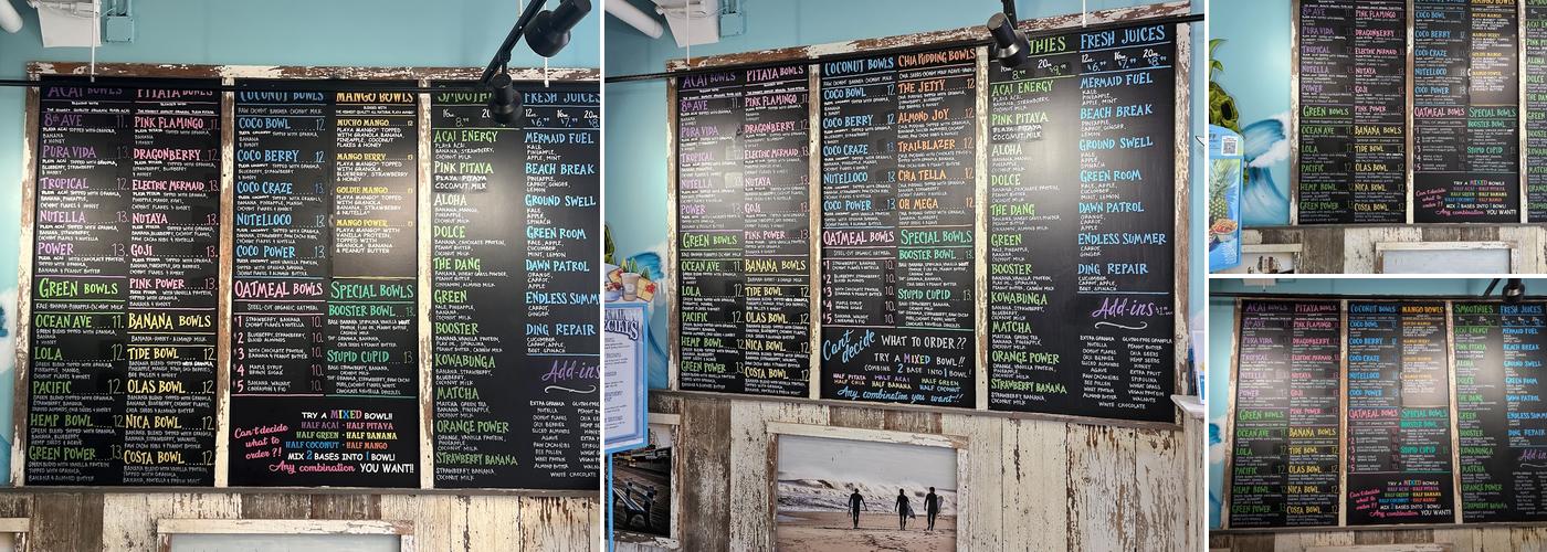 Playa Bowls Menu