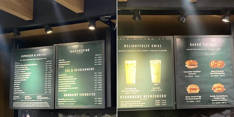 Starbucks Menu