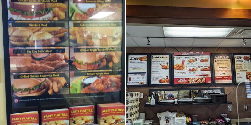 Zaxbys Chicken Fingers & Buffalo Wings Menu