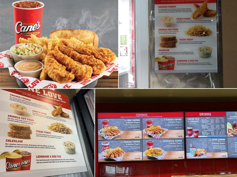 Raising Cane's Chicken Fingers Menu