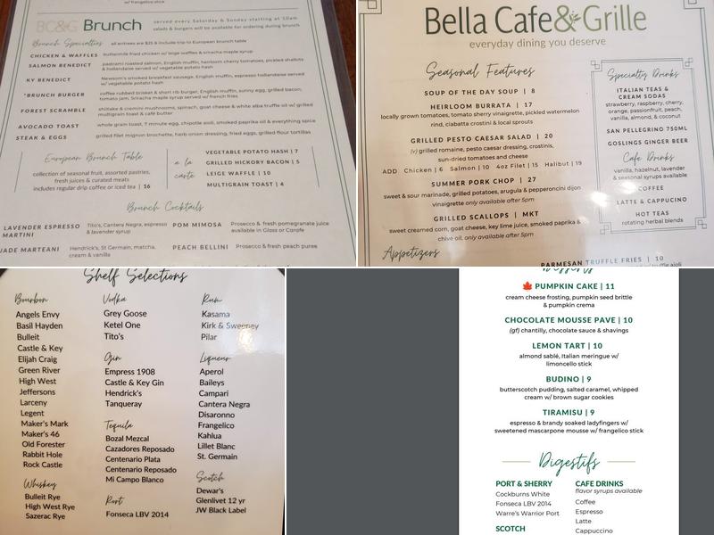 Bella Cafe and Grille at Chevy Chase Menu