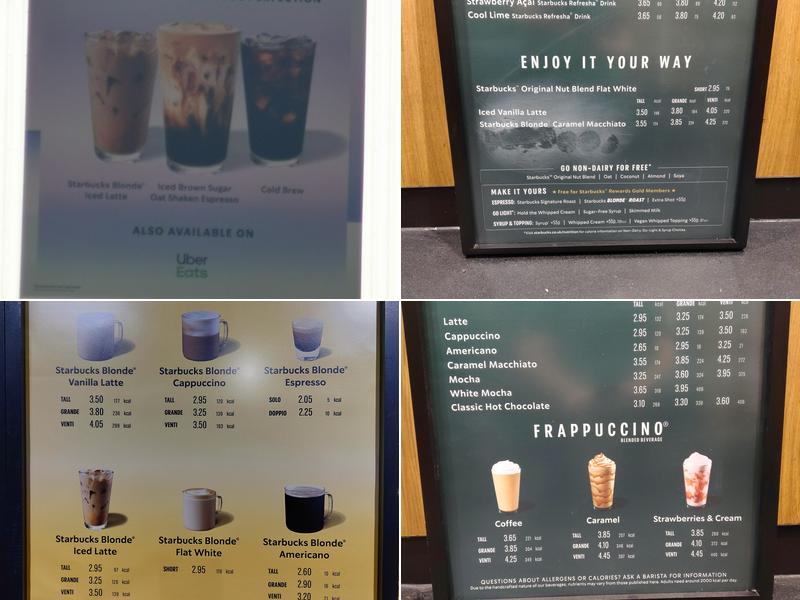 Starbucks Coffee Menu
