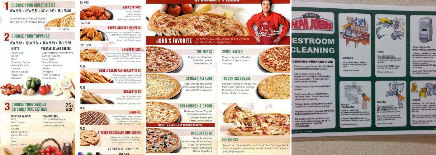 Papa Johns Pizza Menu