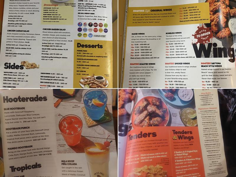 Hooters Menu